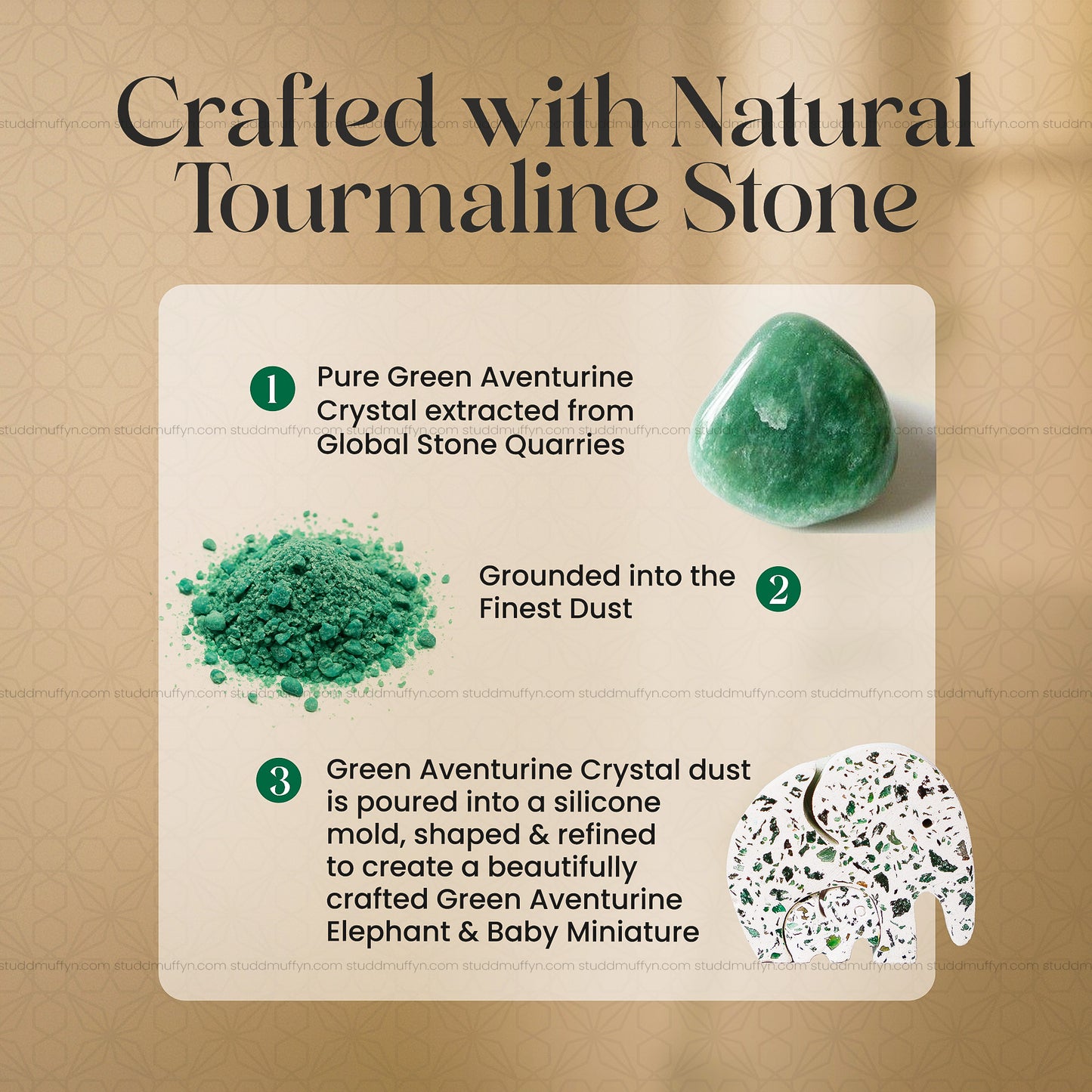 Green Aventurine Elephant & Baby Miniature