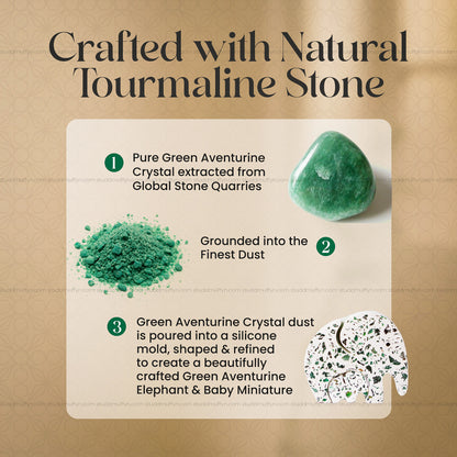 Green Aventurine Elephant & Baby Miniature