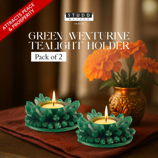 Green Aventurine Tealight Holder I Pack of 2