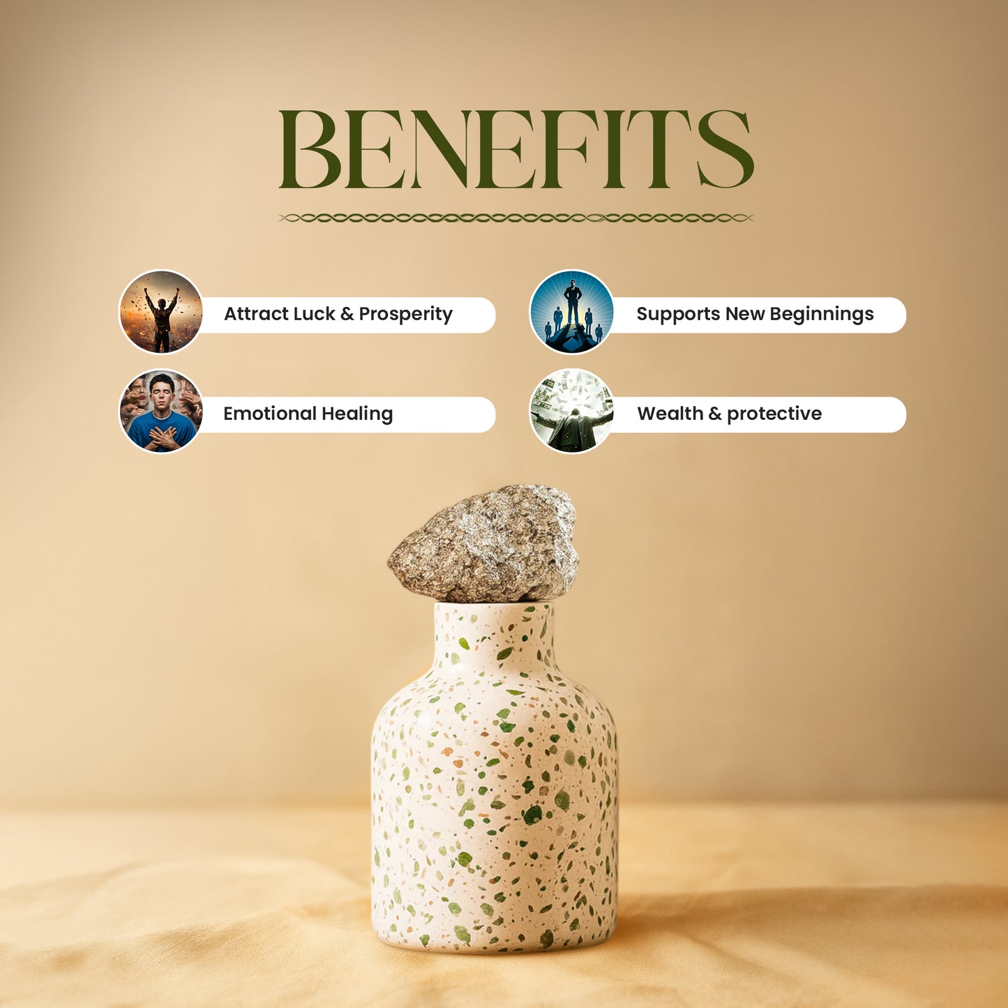 Green Aventurine Wishlist Vase With Pyrite Geode