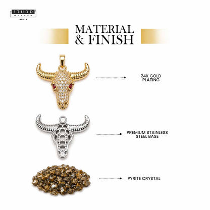 Guardian Bull Pendant - 24k Gold Toned