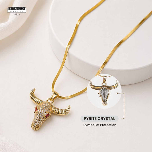 Guardian Bull Pendant - 24k Gold Toned