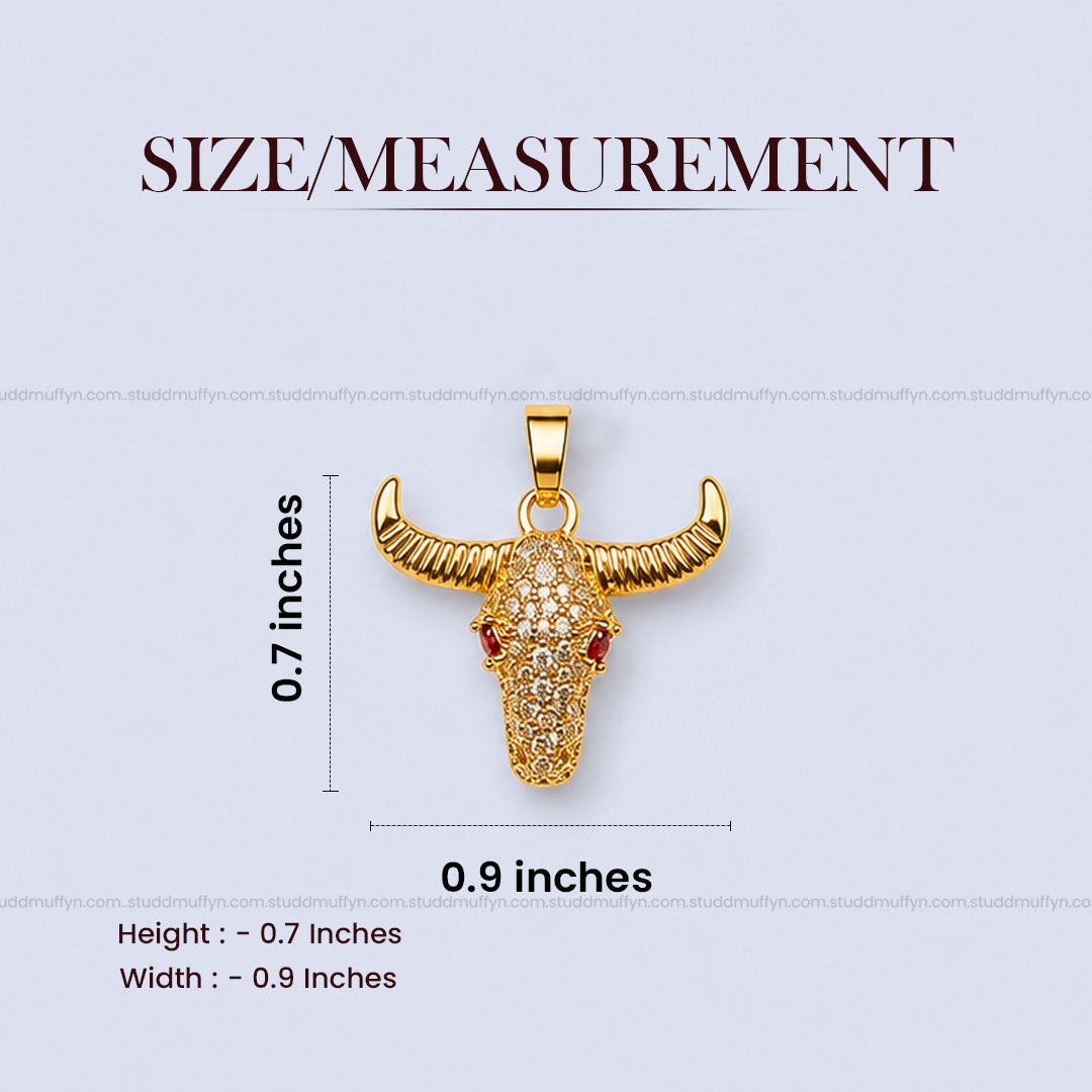 Guardian Bull Pendant - 24k Gold Tone Plated [ Gold Chain ]