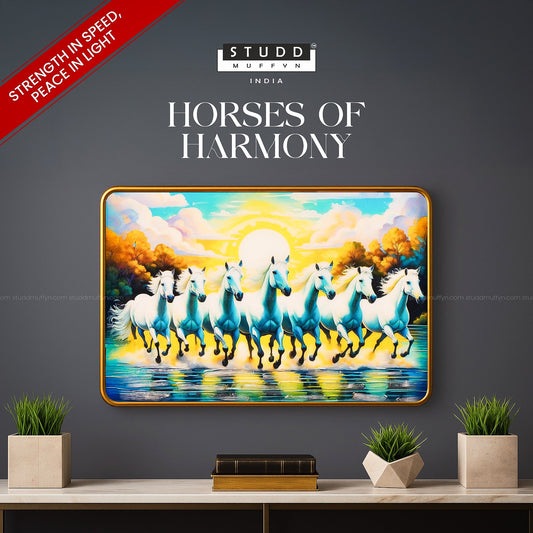 7 Horses of Harmony With Gold Frame