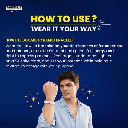 Howlite Square Pyramid Bracelet