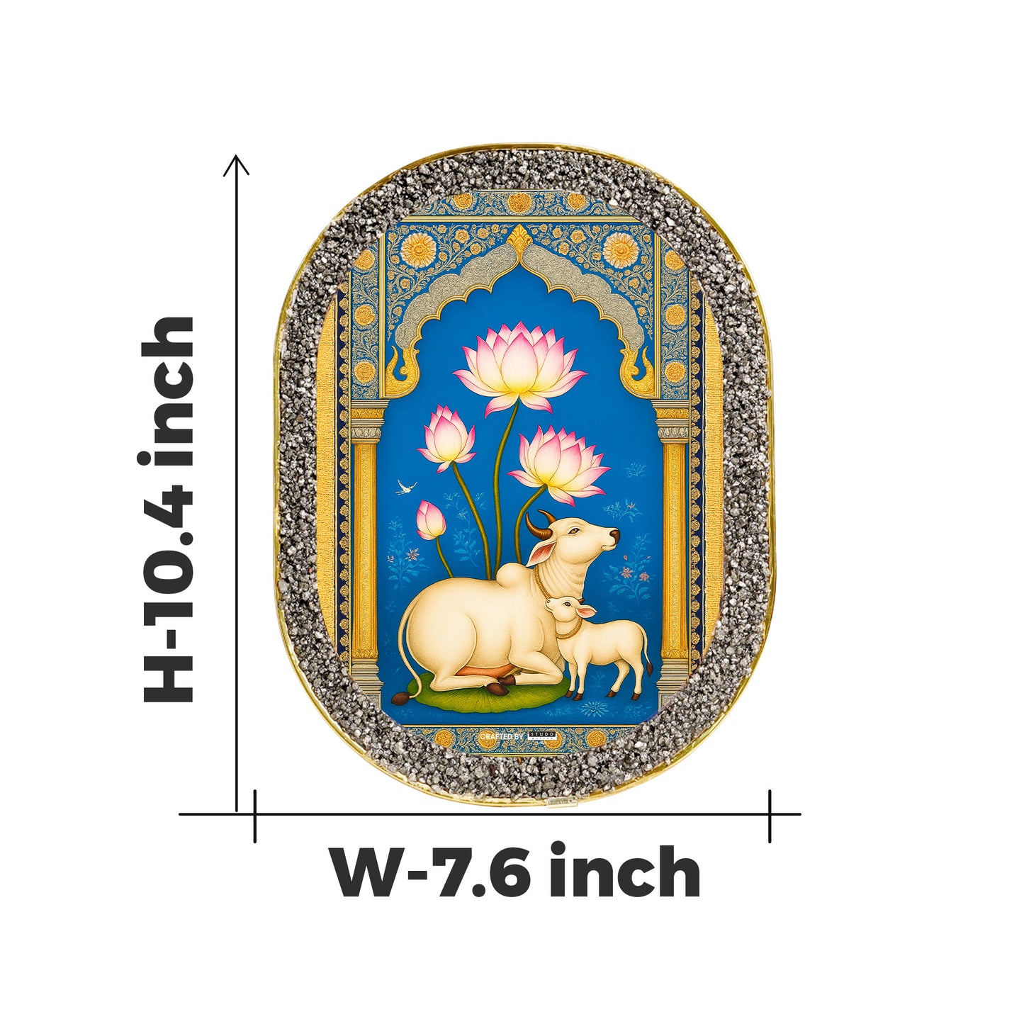 Kamdhenu with Lotus Pyrite Plate [ Rounded Rectangle ]