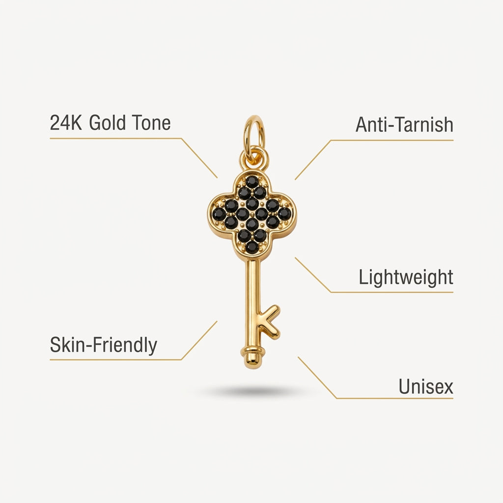 Key Pendant -  24K Gold Tone