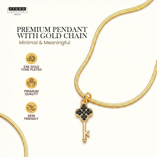 Key Pendant -  24K Gold Plated [ With Velore Snake Chain]
