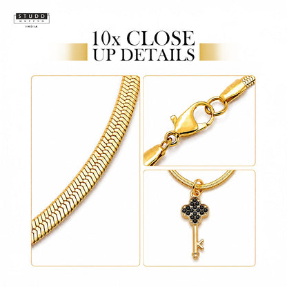 Key Pendant -  24K Gold Plated [ With Velore Snake Chain]
