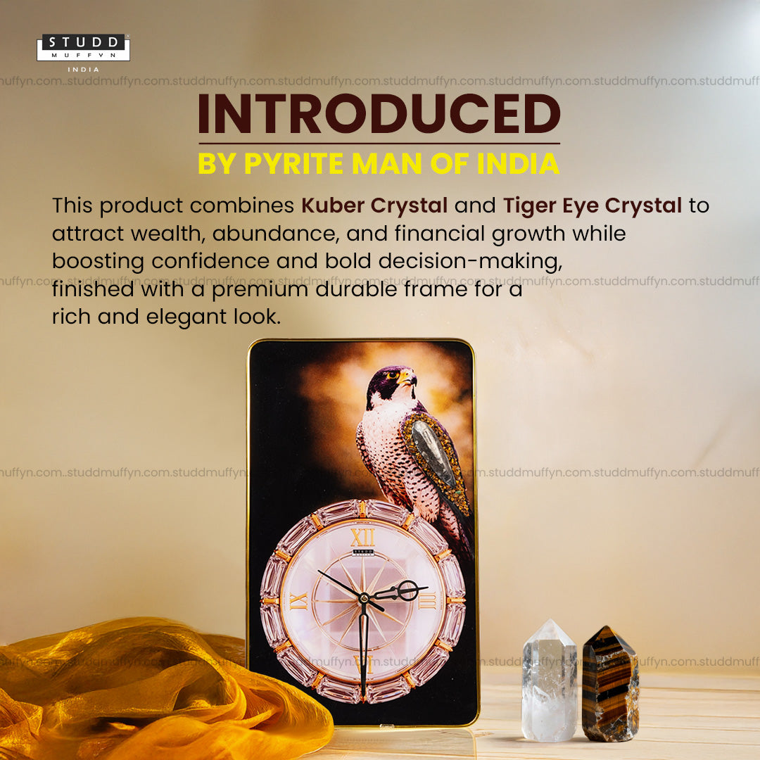 Kuber-Tiger Eye Eagle Clock