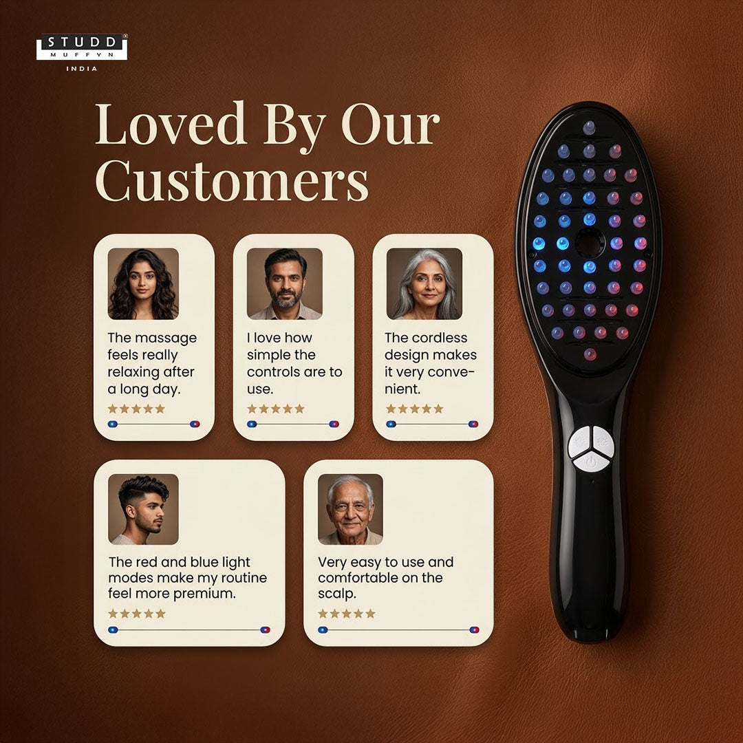 LED Red & Blue Light Therapy Comb for Hair Growth – Scalp Massage Brush