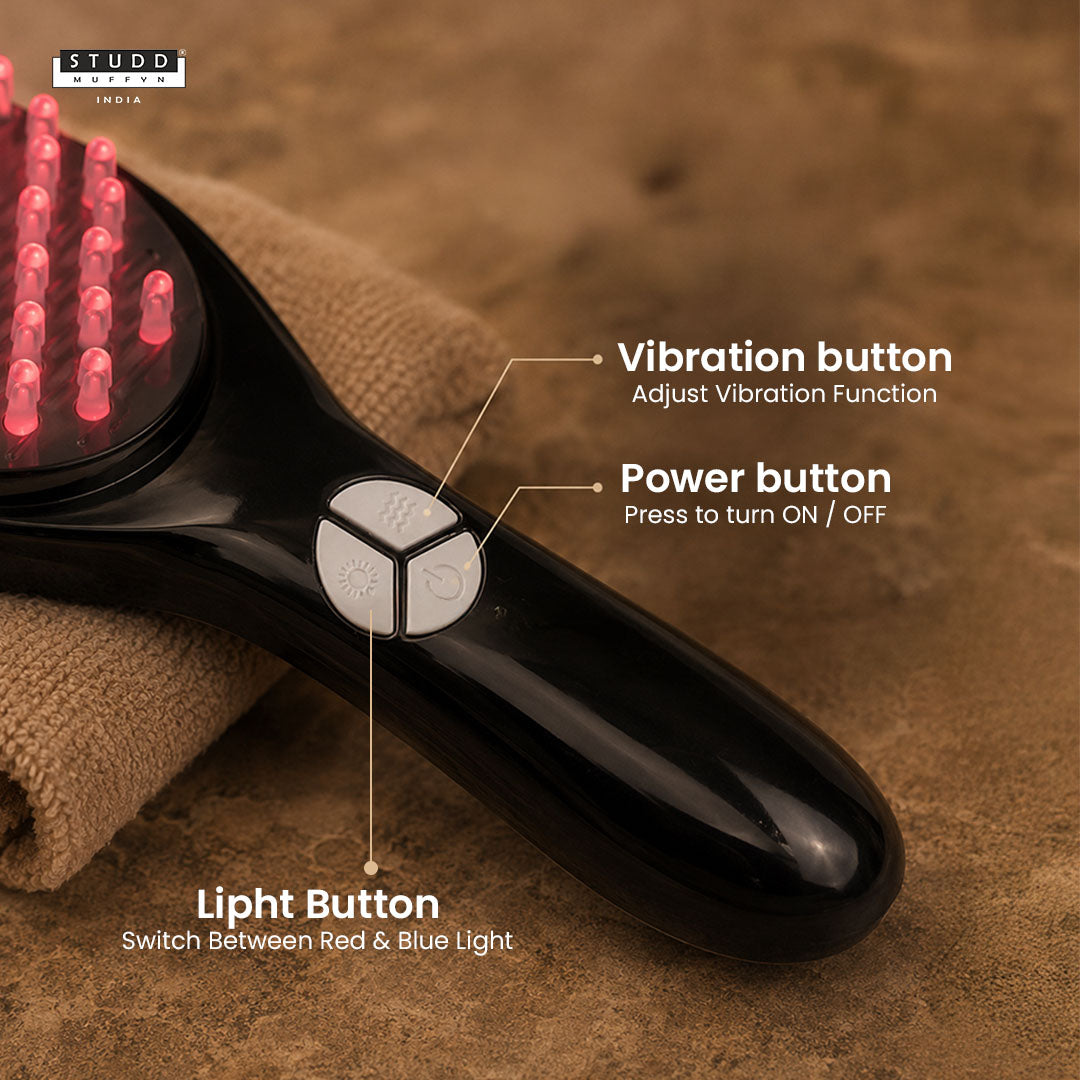LED Red & Blue Light Therapy Comb for Hair Growth – Scalp Massage Brush