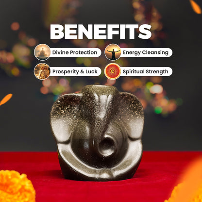 Lord Ganesha Pyrite Idol With Selenite Coaster