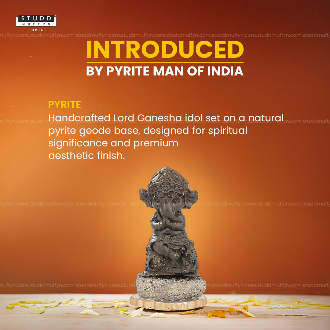 Lord Ganesha on Pyrite Geode I Miniature Series