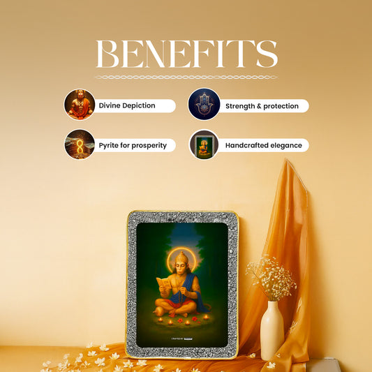 Lord Hanuman Ji Pyrite Plate [Rectangle Plate]
