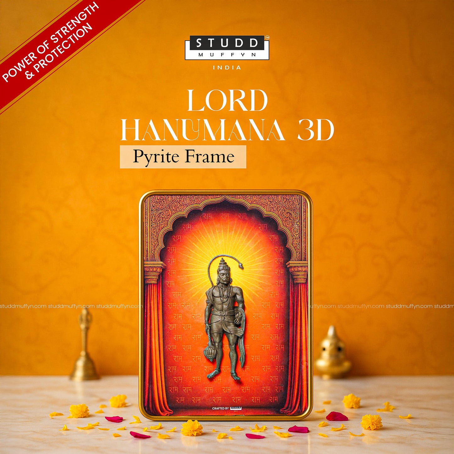 Lord Hanumana 3D Pyrite Frame