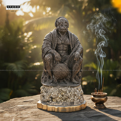 Lord Hanumana on Pyrite Geode I Miniature Series