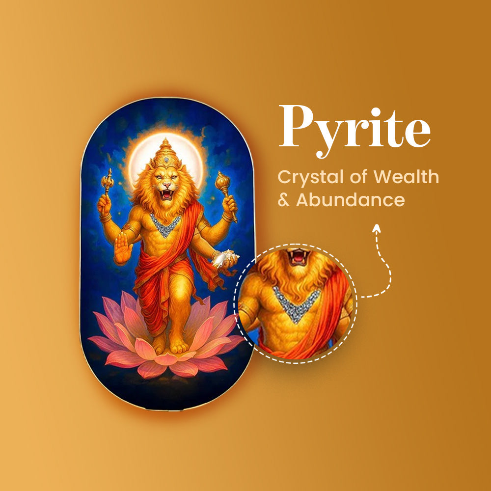 Lord Narasimha Pyrite Frame [ Capsule Shape ]