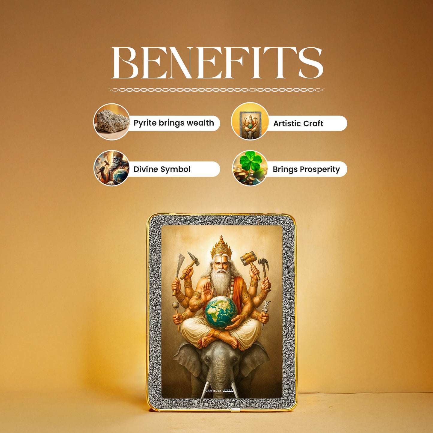 Lord Vishwakarma Pyrite Plate [Rectangle Plate]
