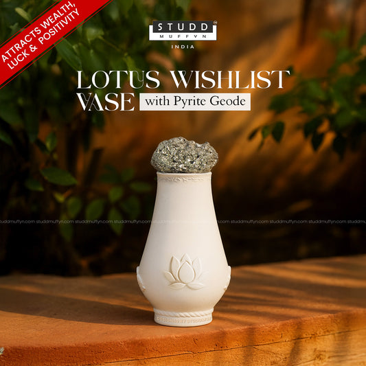 Lotus Wishlist Vase with Pyrite Geode