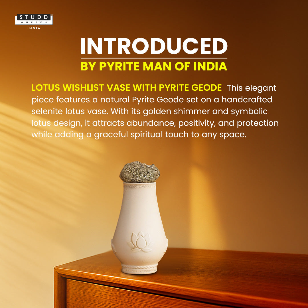 Lotus Wishlist Vase with Pyrite Geode