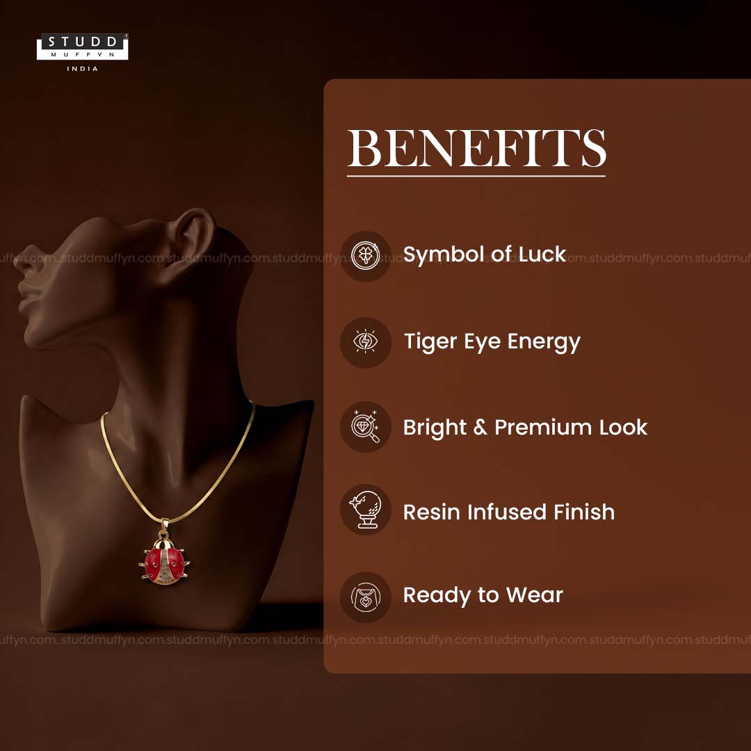 Lucky Ladybug Pendant - 24k Gold Tone Plated [ With Chain ]