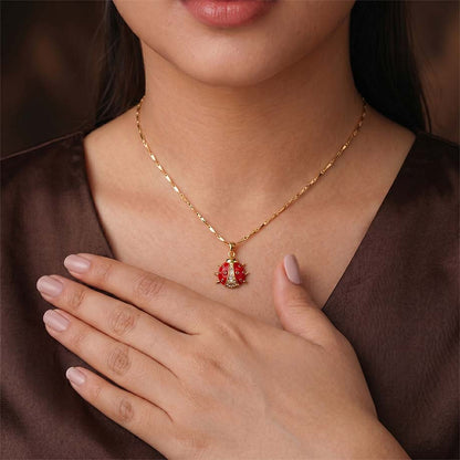 Lucky Ladybug Pendant - 24k Gold Tone Plated [ With Chain ]
