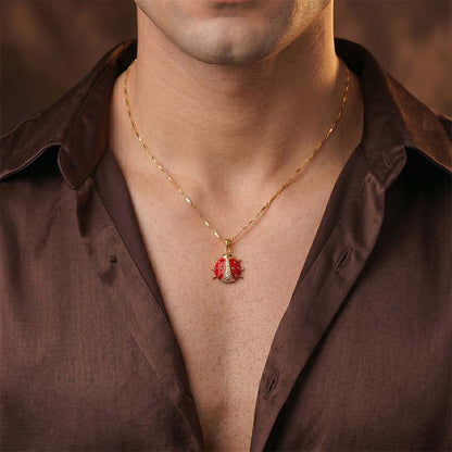 Lucky Ladybug Pendant - 24k Gold Tone Plated [ With Chain ]