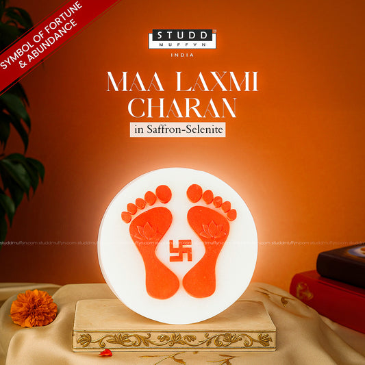 Maa Laxmi Charan in Saffron-Selenite