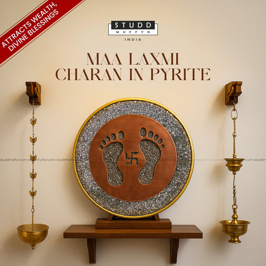 Maa Laxmi Charan in Pyrite [Round Shape]