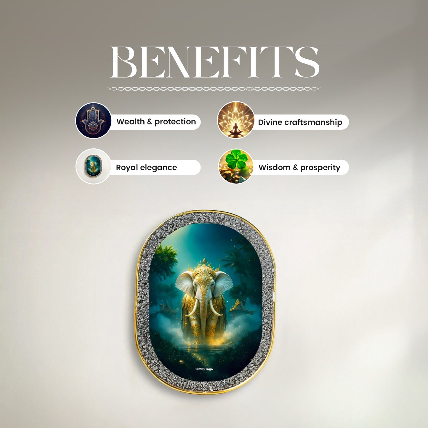 Majestic White Elephant Pyrite Plate [ Rounded Rectangle ]