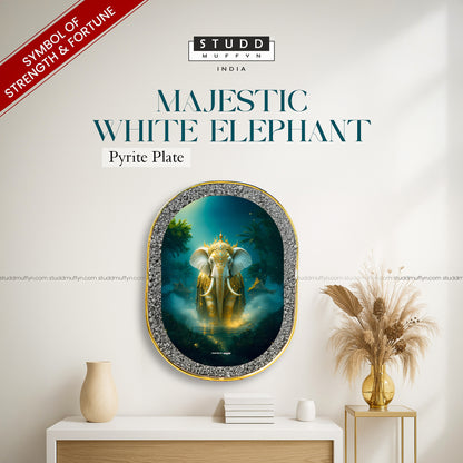 Majestic White Elephant Pyrite Plate [ Rounded Rectangle ]