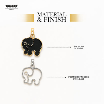 Mini Elephant Pendant - 24K Gold Plated [ With Velore Snake Chain ]