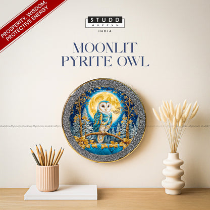Moonlit Pyrite Owl [Round Plate]