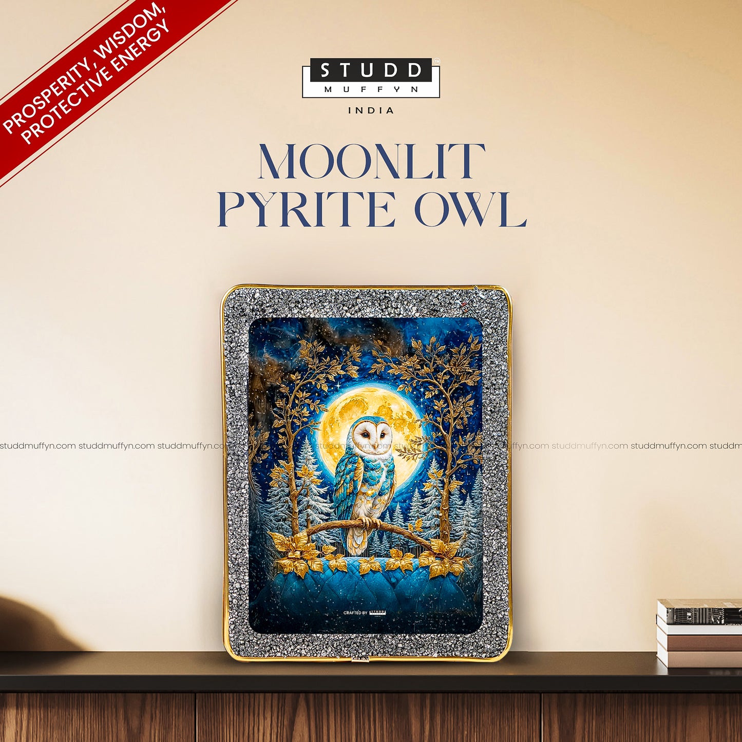 Moonlit Pyrite Owl [Rectangle Plate]