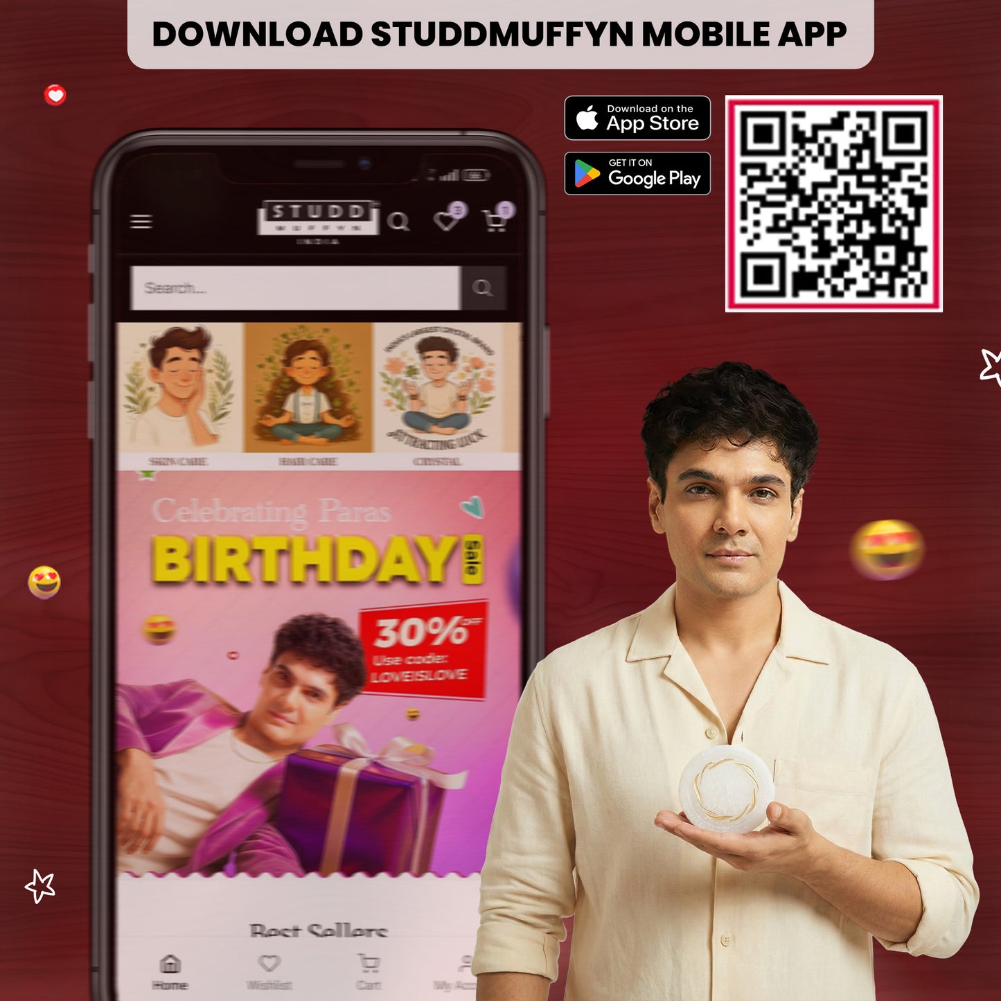 Selenite Coaster with Gold Waves