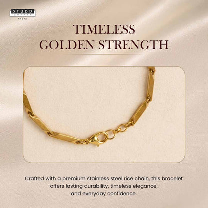 Obsidian Crystal 24K Gold-Toned Rice Chain Bracelet
