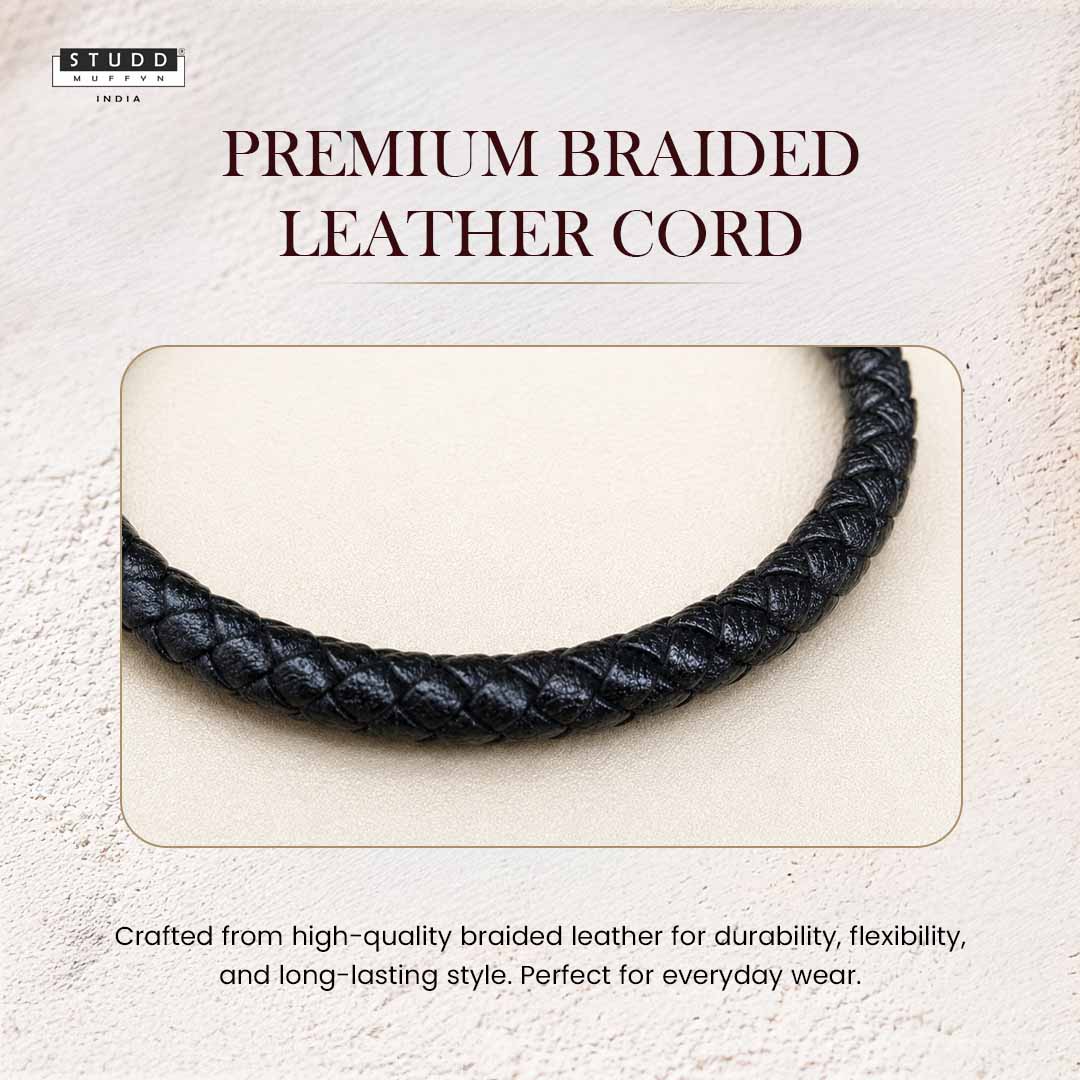 Obsidian Stretchable Leather Bracelet