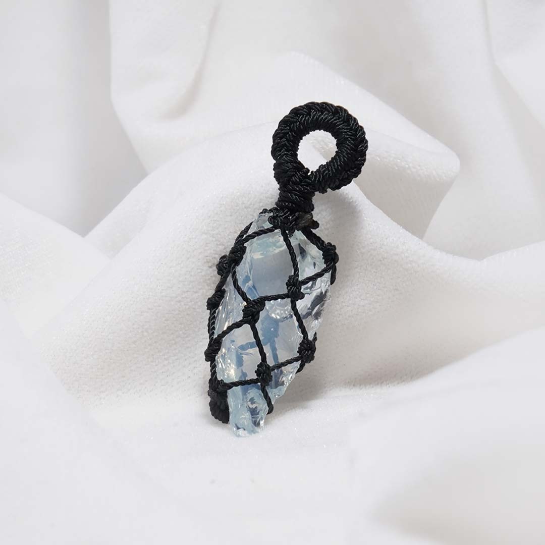 Opalite Mesh Weave Crystal Pendant