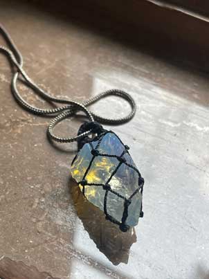 Opalite Mesh Weave Crystal Pendant