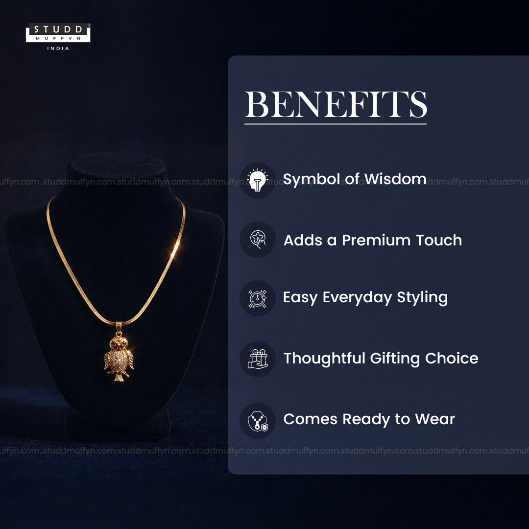 The Protection OWL pendant - 24k Gold Tone Plated [ With Chain ]