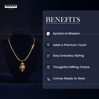 The Protection OWL pendant - 24k Gold Tone Plated [ With Chain ]