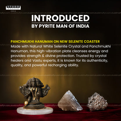 Pyrite Panchmukhi Hanuman Ji on Selenite Coaster
