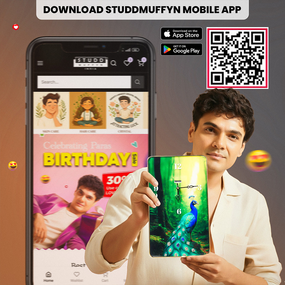 Peacock Pyrite–Lapis Crystal Clock