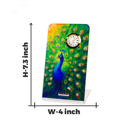 Peacock Pyrite Crystal Table Clock