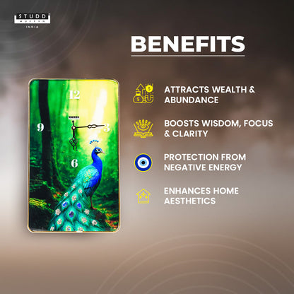 Peacock Pyrite–Lapis Crystal Clock