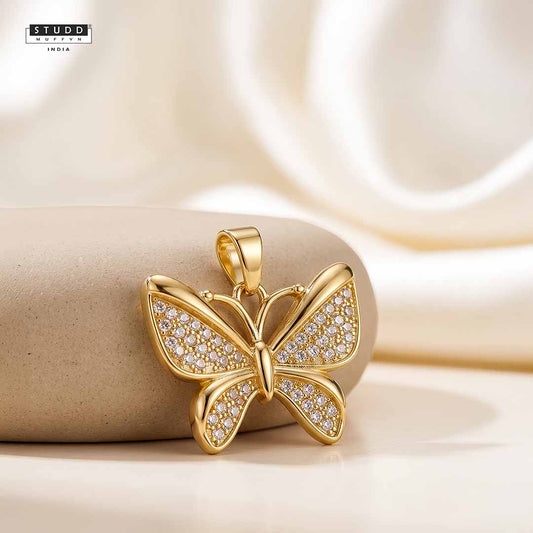 Brave Wings Butterfly Pendant - 24K Gold Toned