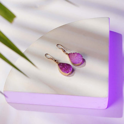 Drusy Stone Earrings Pink