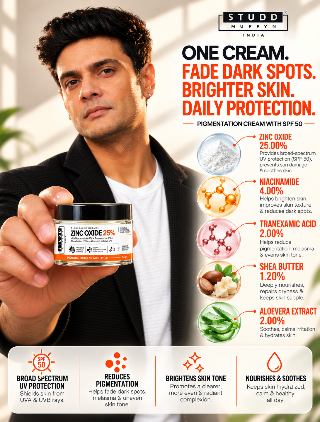 Zinc Oxide 25% Pigmentation Cream with SPF 50