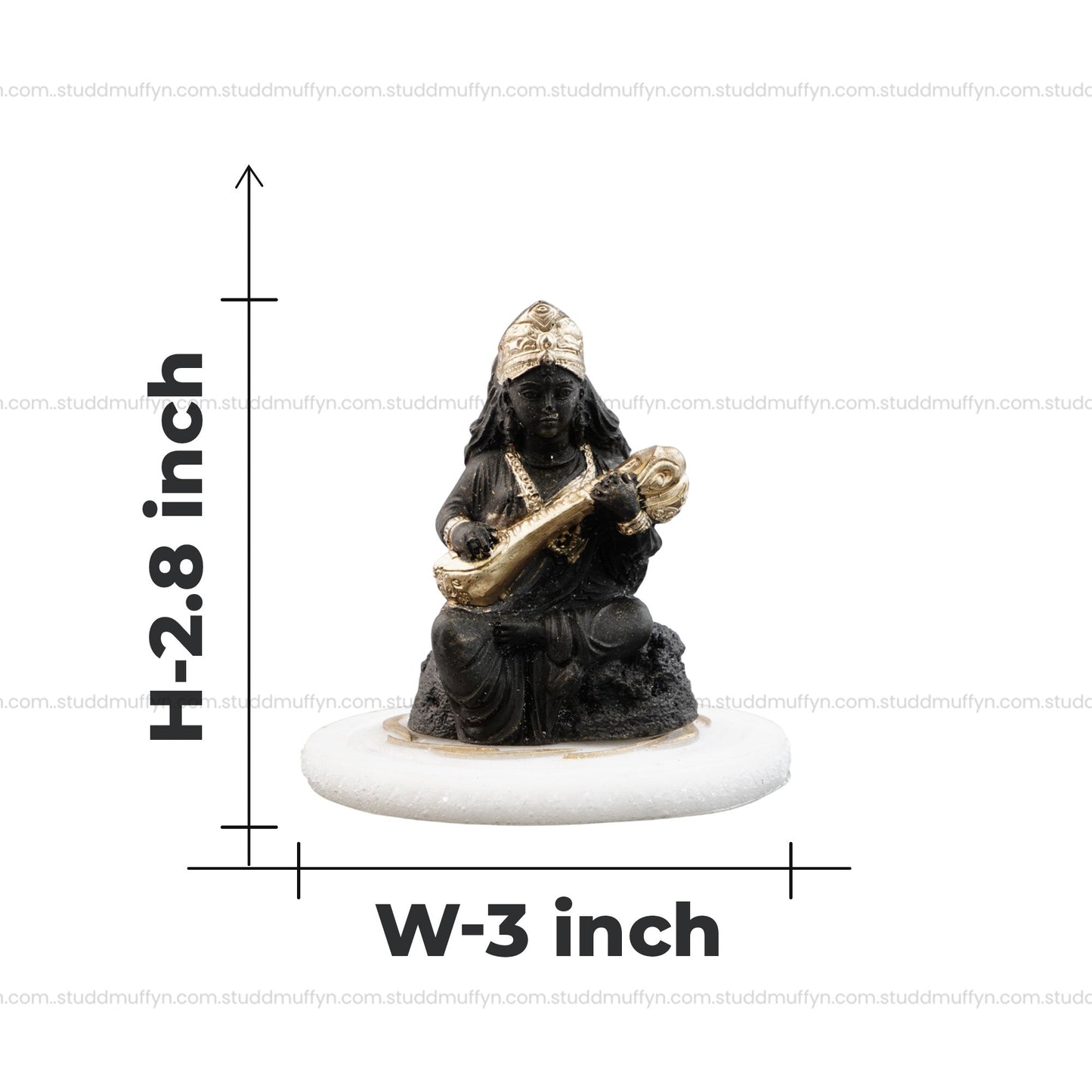 Pyrite Goddess Saraswati on Selenite Coaster I Miniature Series